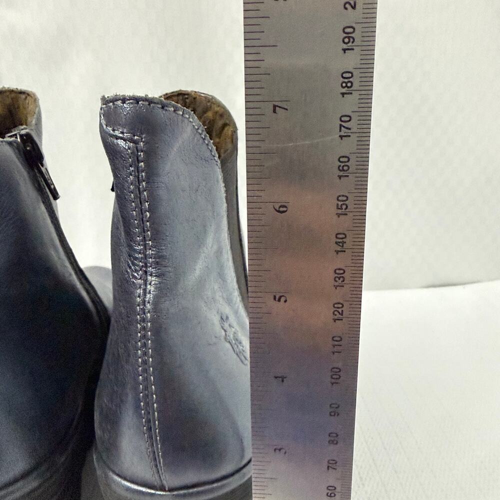 Fly London Yoss Boots Womens Size 8 Navy Blue Metallic Leather Wedge Booties 38 - Picture 7 of 12